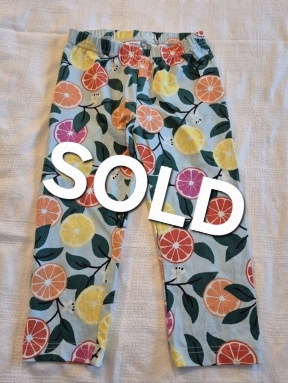 Hanna Andersson girls 130 or 8 citrus print capri pants VGUC